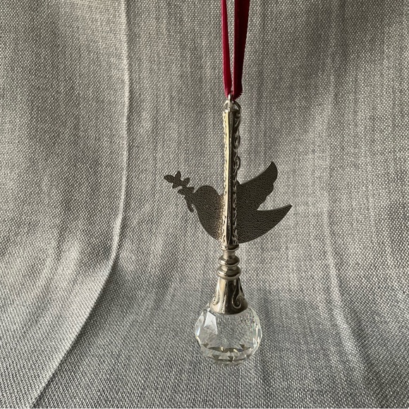Bowring Make A Wish Lead Crystal Christmas Holiday Dove Silver Tone Ornament - Picture 10 of 14